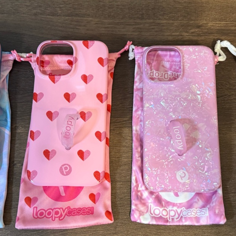Loopy Case Pink Hearts and Opal Pink Phone Case Set